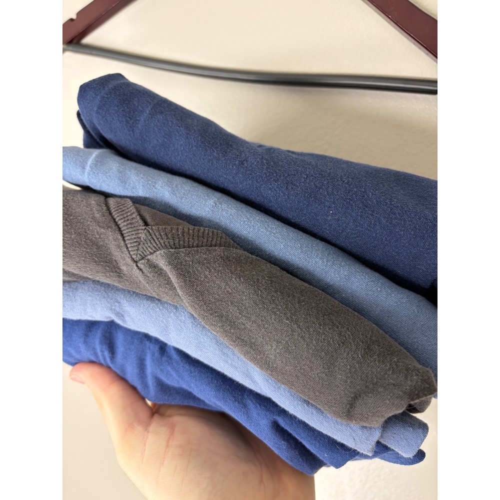 Polo Ralph Lauren Mens V-Neck T-Shirt Lot of 5 Blue Grey Cotton Medium